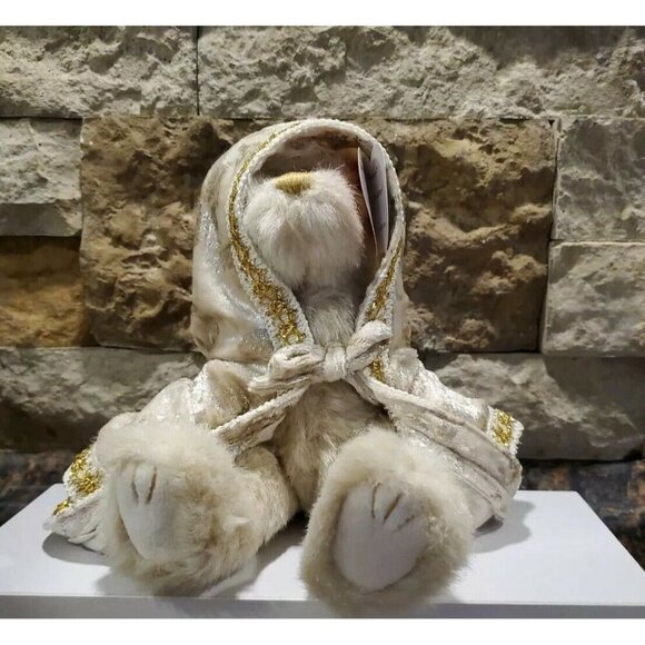 Ty Attic Treasures Gwyndolyn Bear Plush Stuffed Animal Silver Gold Jointed 1993 - Picture 2 of 7